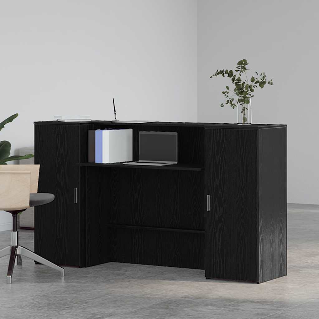 vidaXL Biurko recepcyjne dąb czarny 180x50x103,5 cm Drewno konstrukcyjne