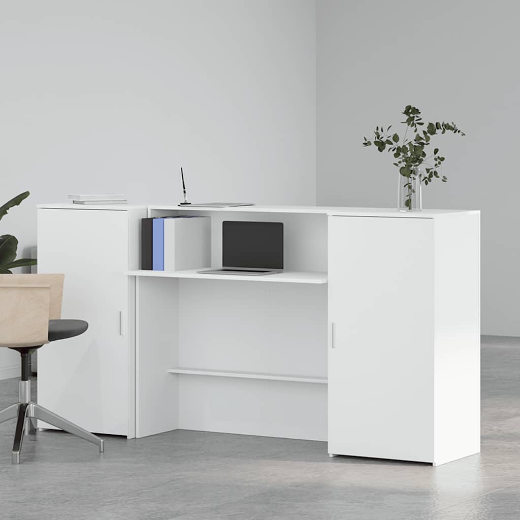vidaXL Biurko recepcyjne białe 200x50x103,5 cm Drewno klejone
