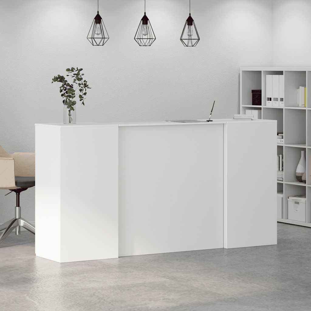 vidaXL Biurko recepcyjne białe 200x50x103,5 cm Drewno klejone