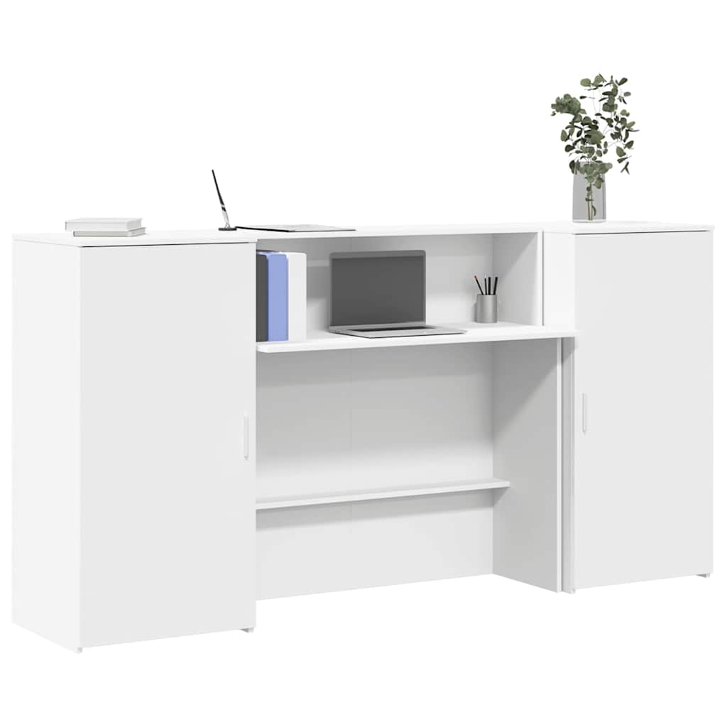 vidaXL Biurko recepcyjne białe 200x50x103,5 cm Drewno klejone