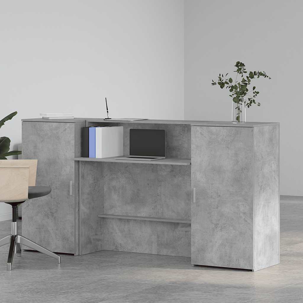 vidaXL Biurko recepcyjne betonowe szare 200x50x103,5 cm drewno klejone