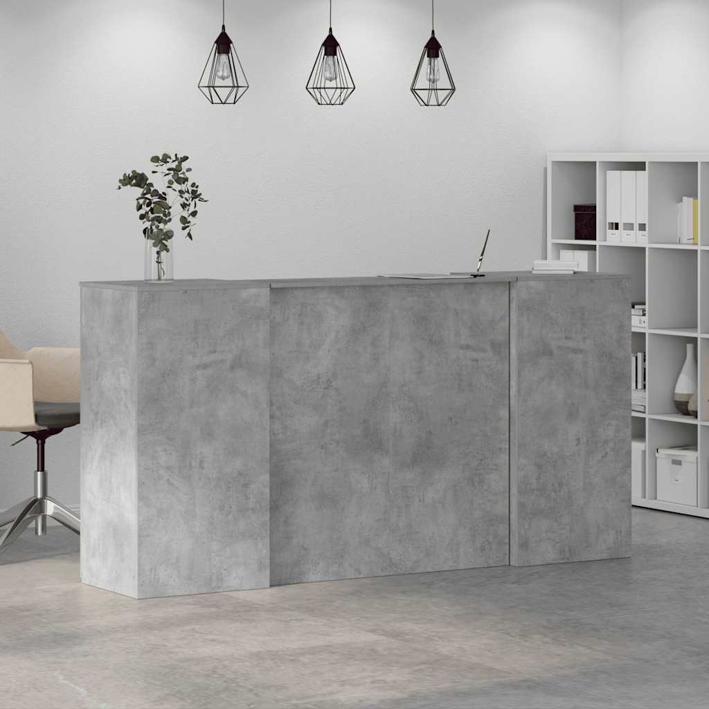 vidaXL Biurko recepcyjne betonowe szare 200x50x103,5 cm drewno klejone