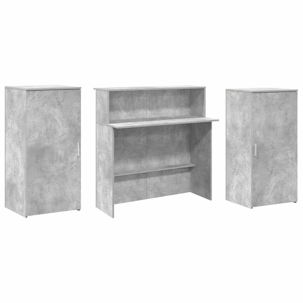 vidaXL Biurko recepcyjne betonowe szare 200x50x103,5 cm drewno klejone