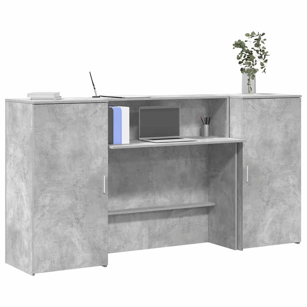 vidaXL Biurko recepcyjne betonowe szare 200x50x103,5 cm drewno klejone