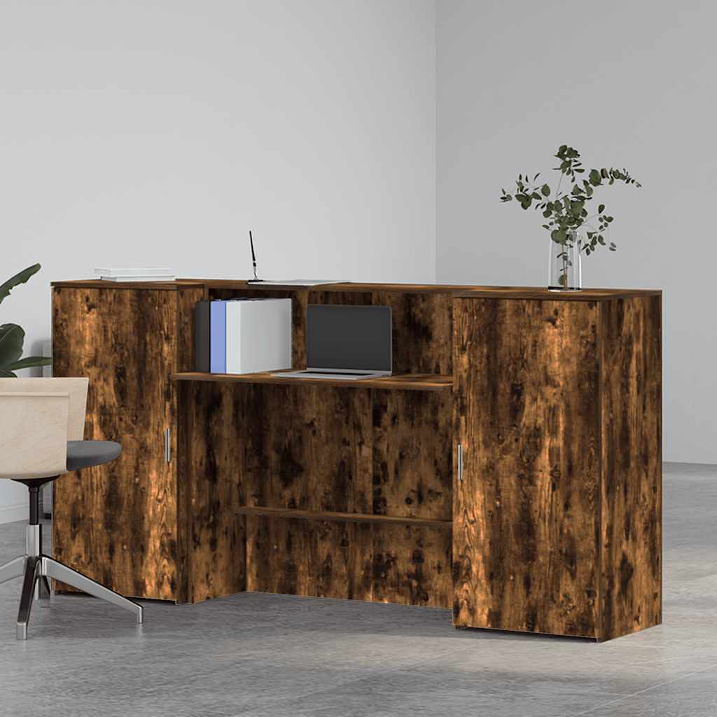 vidaXL Biurko recepcyjne dąb wędzony 200x50x103,5 cm Drewno klejone