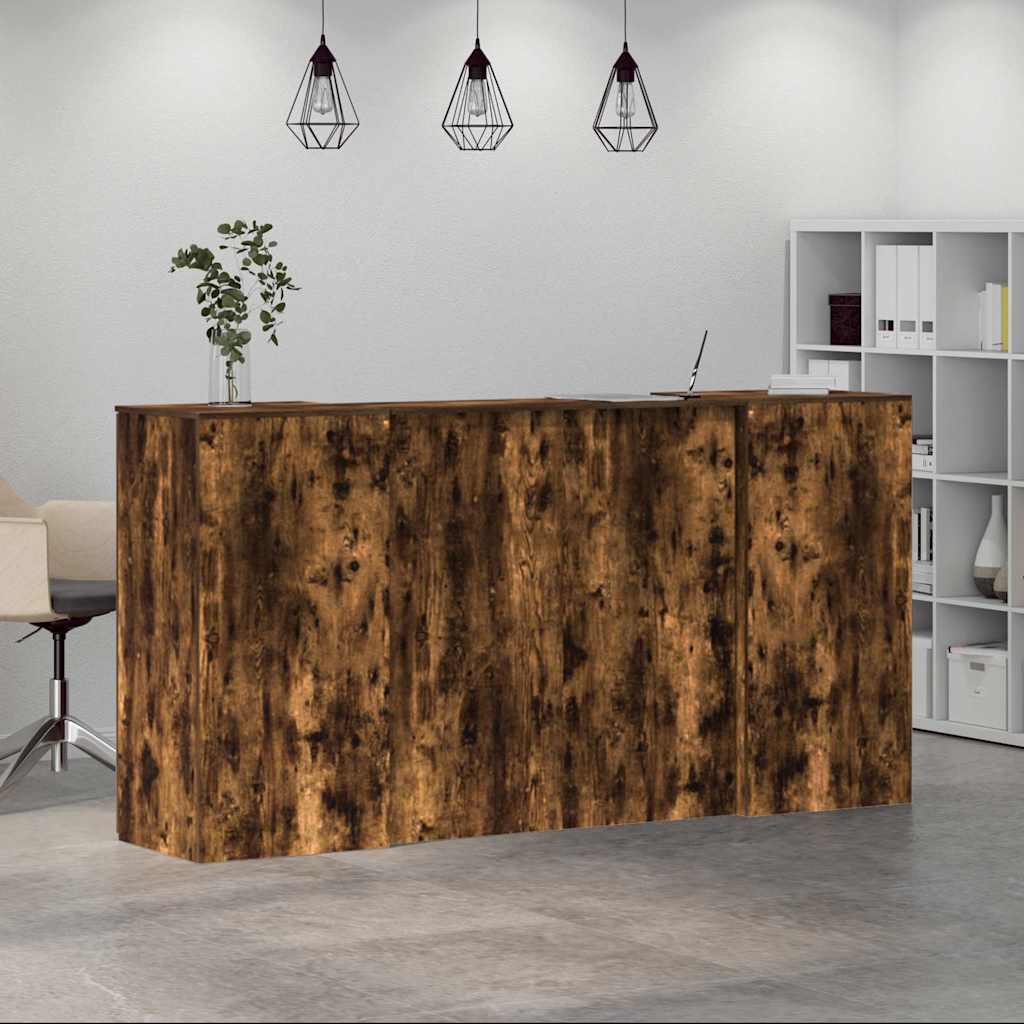vidaXL Biurko recepcyjne dąb wędzony 200x50x103,5 cm Drewno klejone