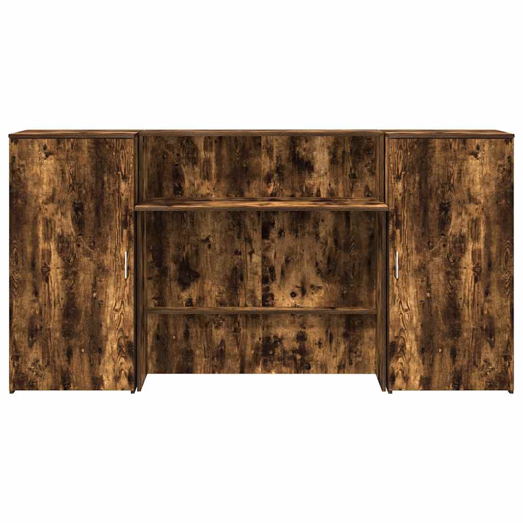 vidaXL Biurko recepcyjne dąb wędzony 200x50x103,5 cm Drewno klejone