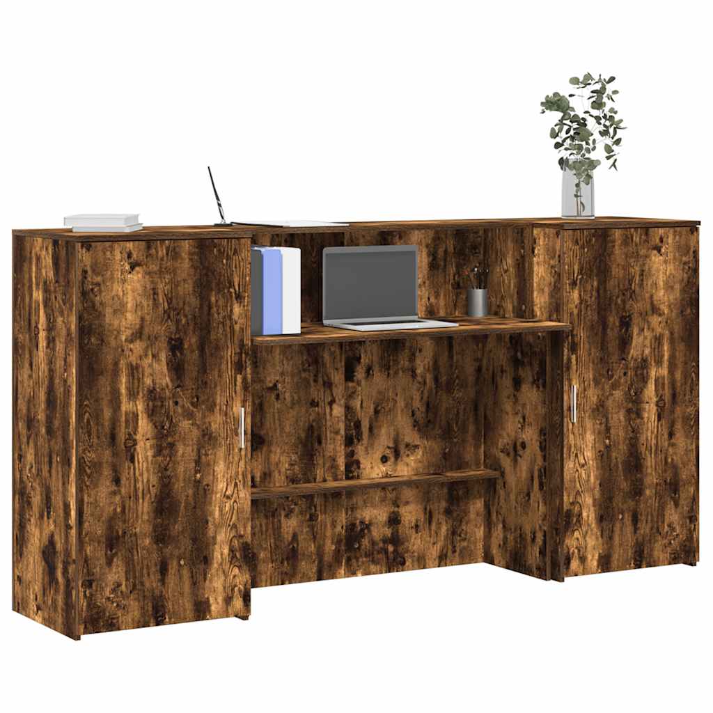 vidaXL Biurko recepcyjne dąb wędzony 200x50x103,5 cm Drewno klejone