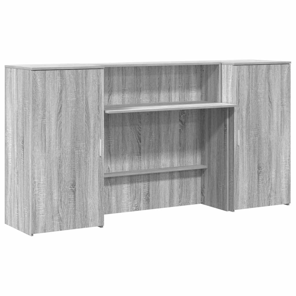 vidaXL Biurko recepcyjne szare Sonoma 200x50x103,5 cm Drewno klejone