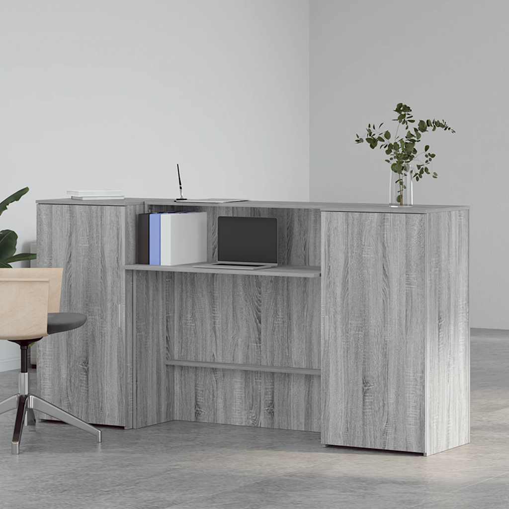 vidaXL Biurko recepcyjne szare Sonoma 200x50x103,5 cm Drewno klejone