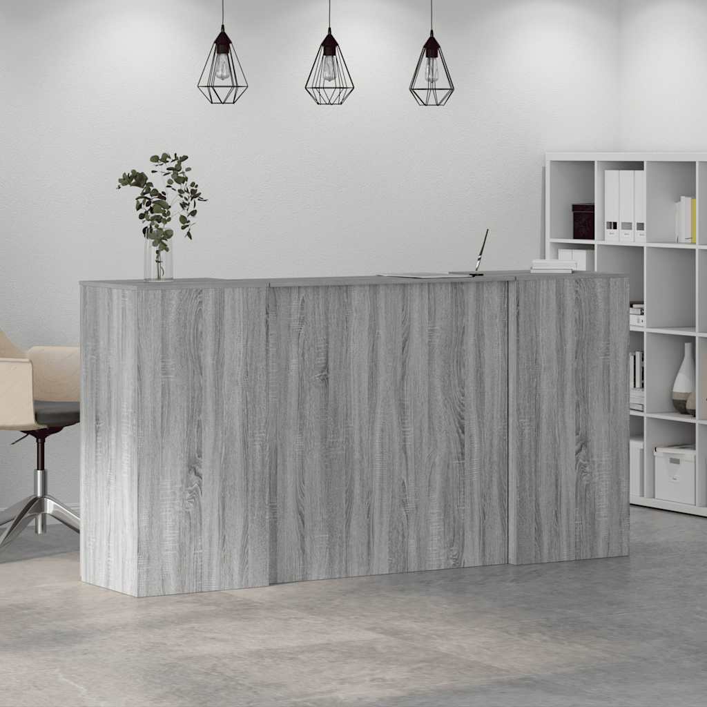 vidaXL Biurko recepcyjne szare Sonoma 200x50x103,5 cm Drewno klejone