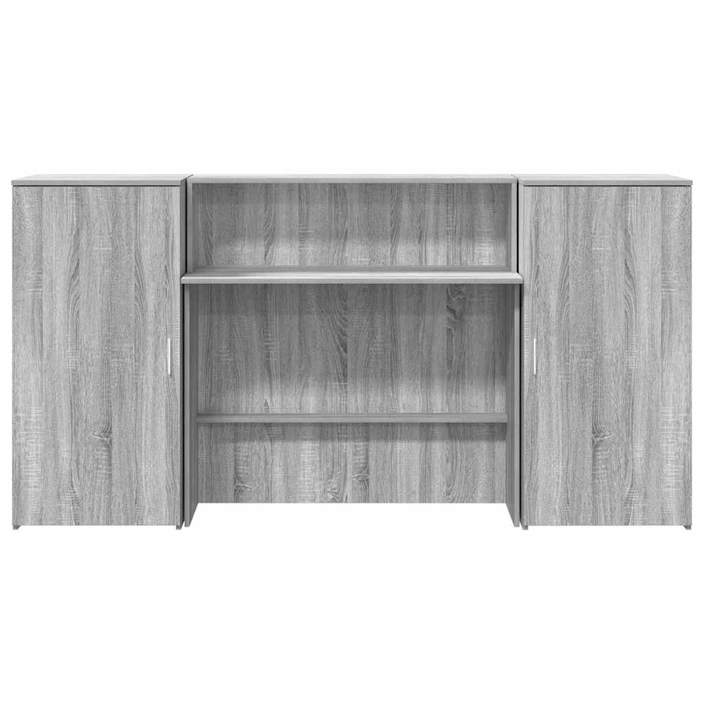 vidaXL Biurko recepcyjne szare Sonoma 200x50x103,5 cm Drewno klejone