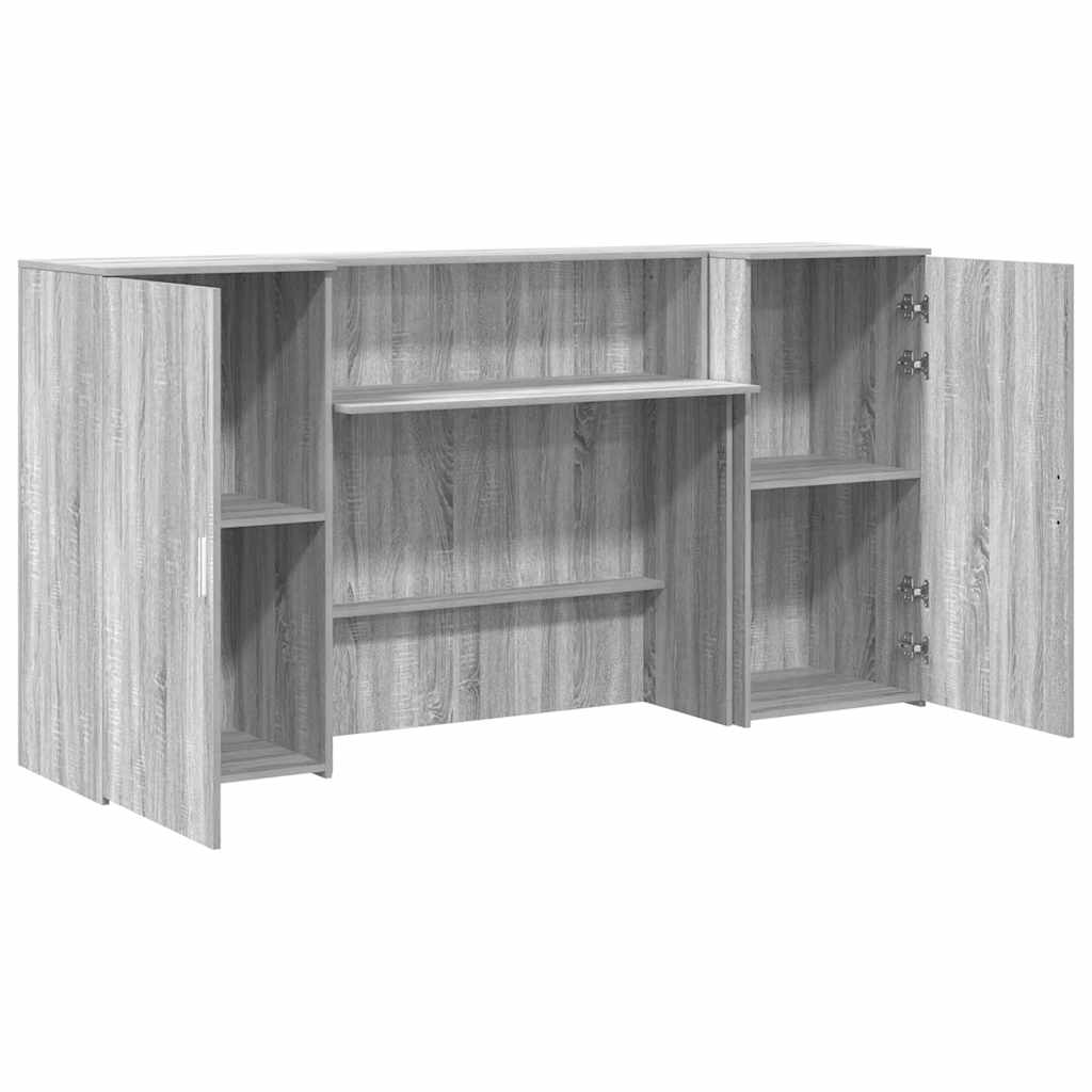 vidaXL Biurko recepcyjne szare Sonoma 200x50x103,5 cm Drewno klejone