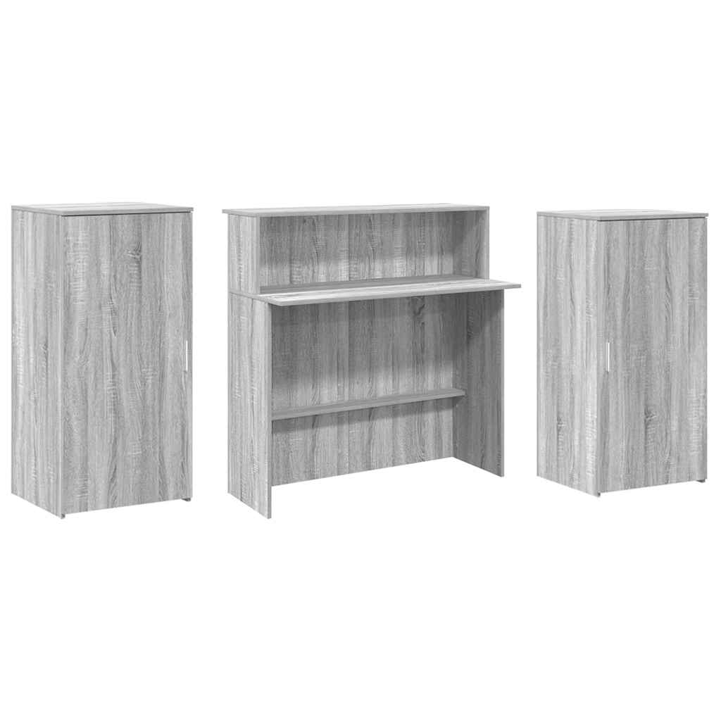 vidaXL Biurko recepcyjne szare Sonoma 200x50x103,5 cm Drewno klejone