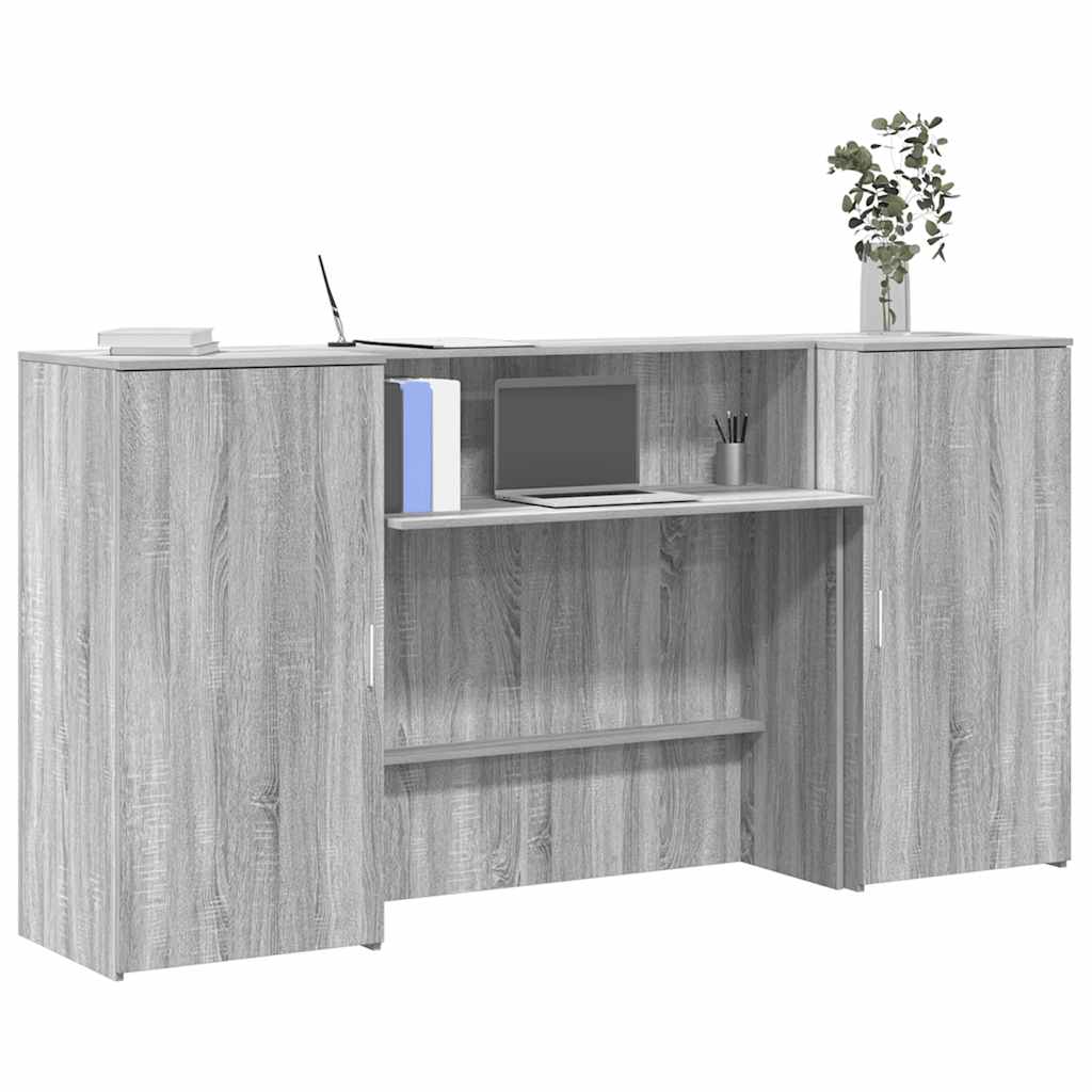 vidaXL Biurko recepcyjne szare Sonoma 200x50x103,5 cm Drewno klejone