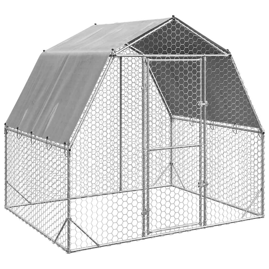 vidaXL Kurnik z dachem, 2,5x2x2,25 m, stal