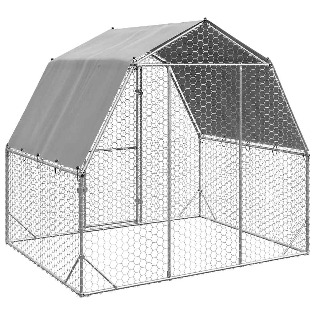 vidaXL Kurnik z dachem, 2,5x2x2,25 m, stal
