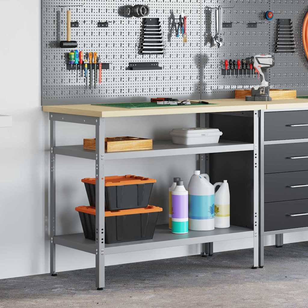 vidaXL Stół roboczy Szary 100 x 55 x 85 cm Stal malowana proszkowo