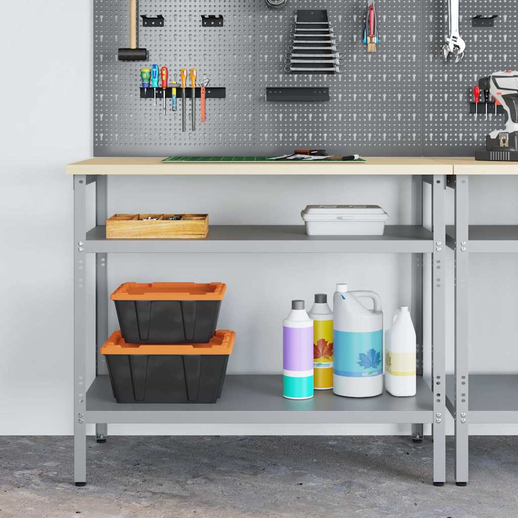vidaXL Stół roboczy Szary 100 x 55 x 85 cm Stal malowana proszkowo