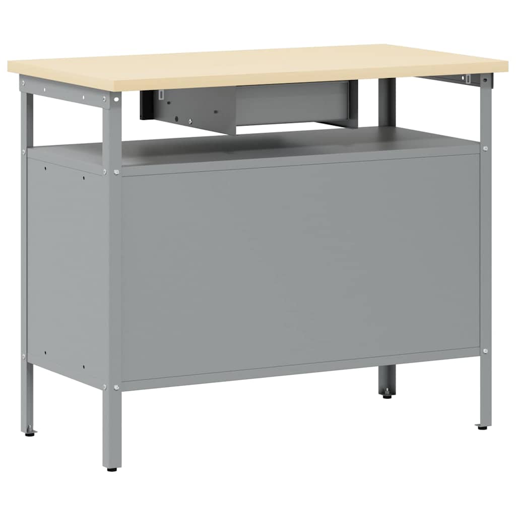 vidaXL Stół warsztatowy z szufladą Czarny i szary 100 x 55 x 85 cm