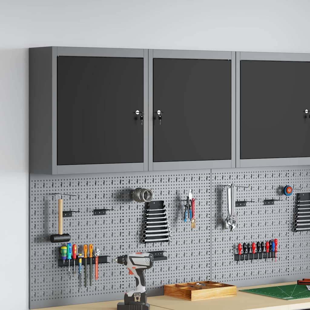 vidaXL Szafka na narzędzia z półką Czarny i szary 50 x 20 x 55 cm