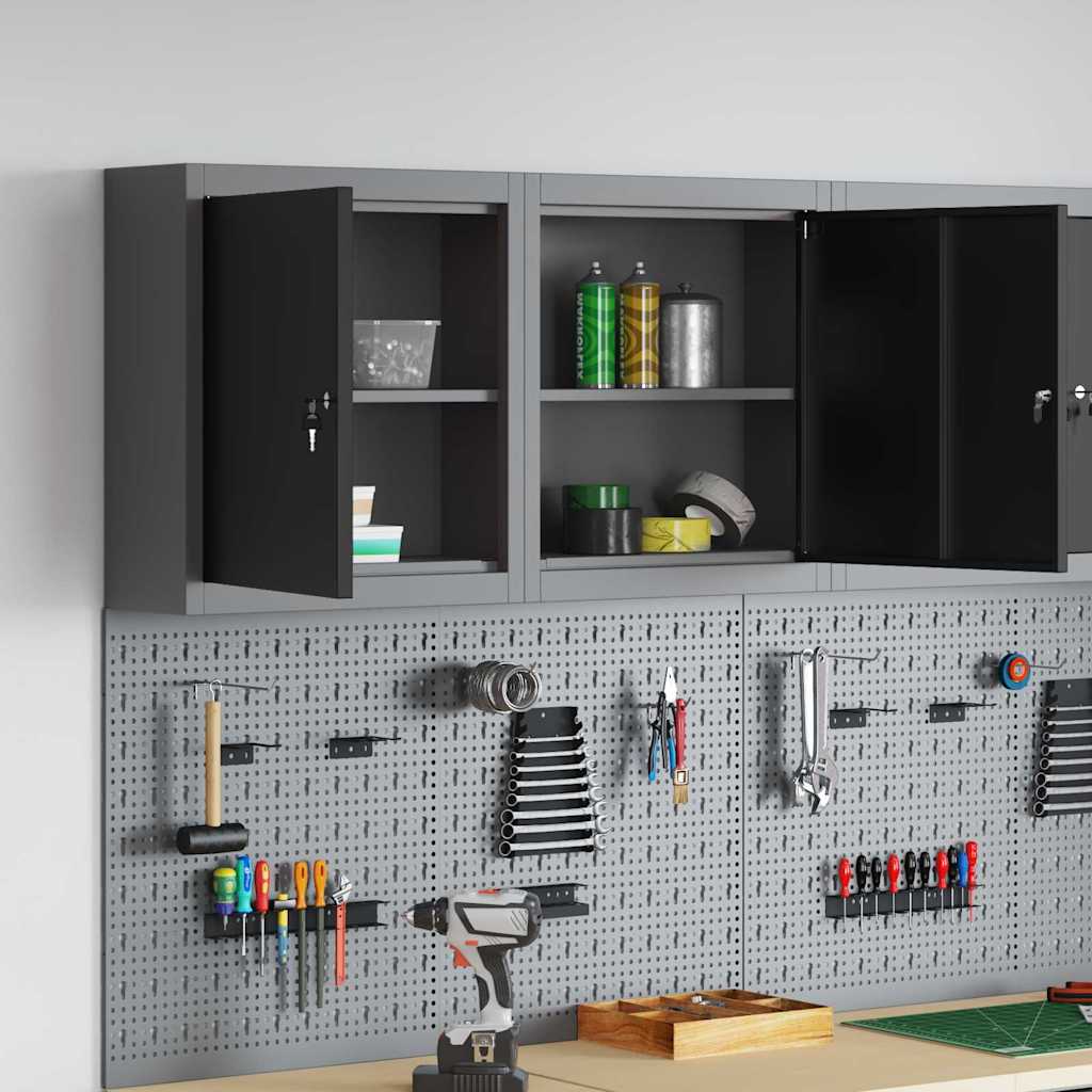 vidaXL Szafka na narzędzia z półką Czarny i szary 50 x 20 x 55 cm
