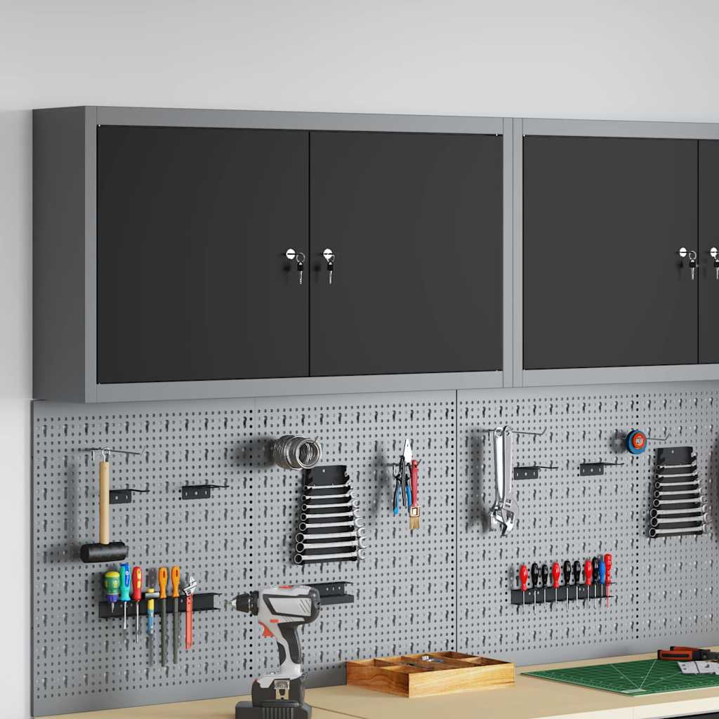 vidaXL Szafka na narzędzia z półką Czarny i szary 100 x 20 x 55 cm