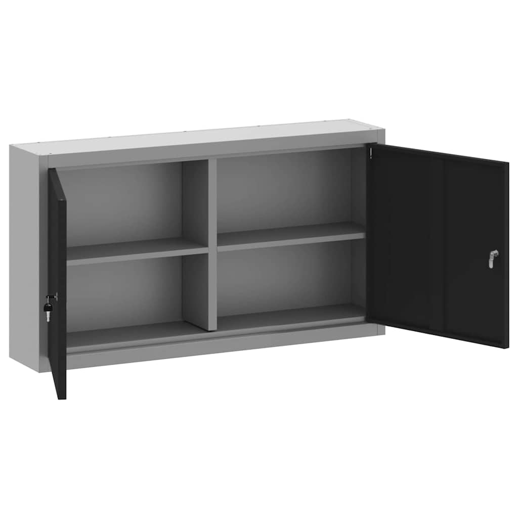 vidaXL Szafka na narzędzia z półką Czarny i szary 100 x 20 x 55 cm