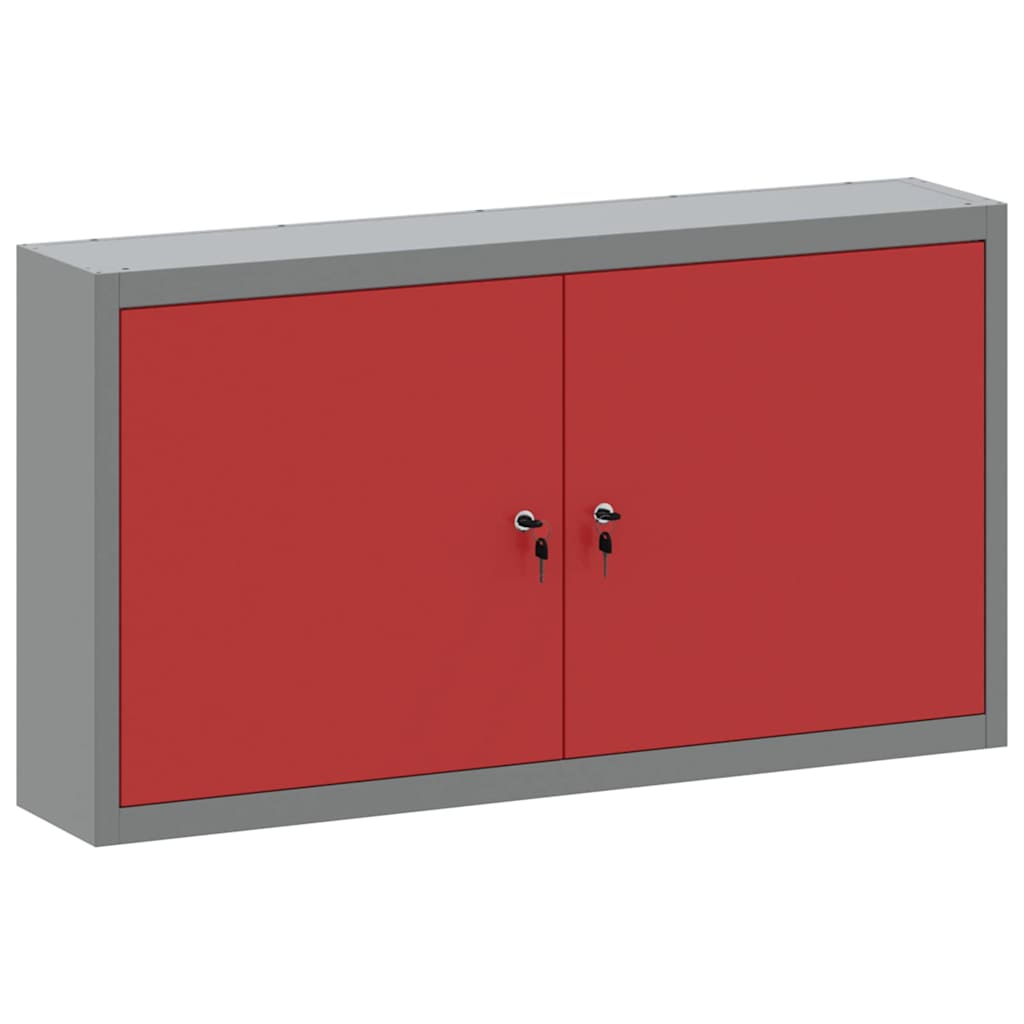 vidaXL Szafka na narzędzia z półką Czerwony i Szary 100 x 20 x 55 cm