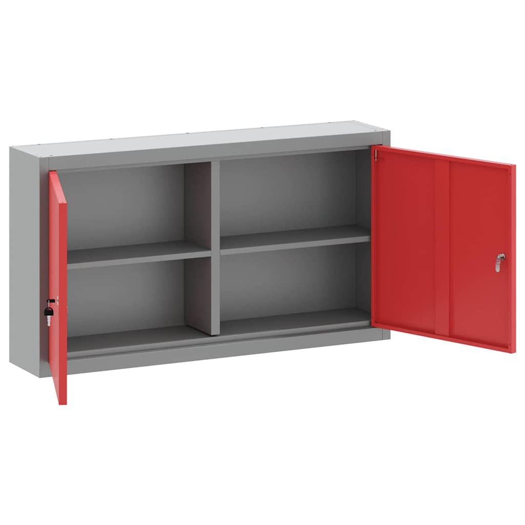 vidaXL Szafka na narzędzia z półką Czerwony i Szary 100 x 20 x 55 cm