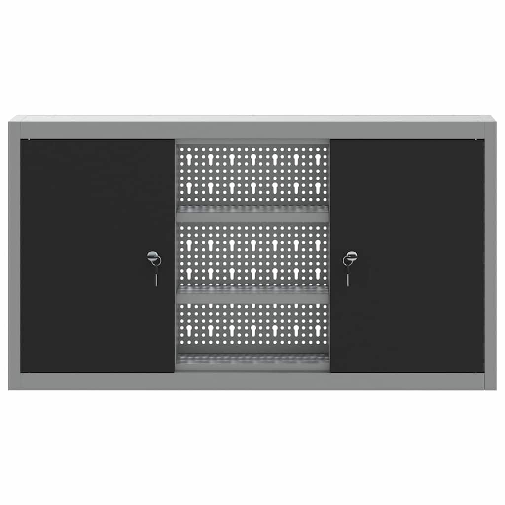 vidaXL Szafka na narzędzia z półką Czarny i szary 100 x 20 x 55 cm