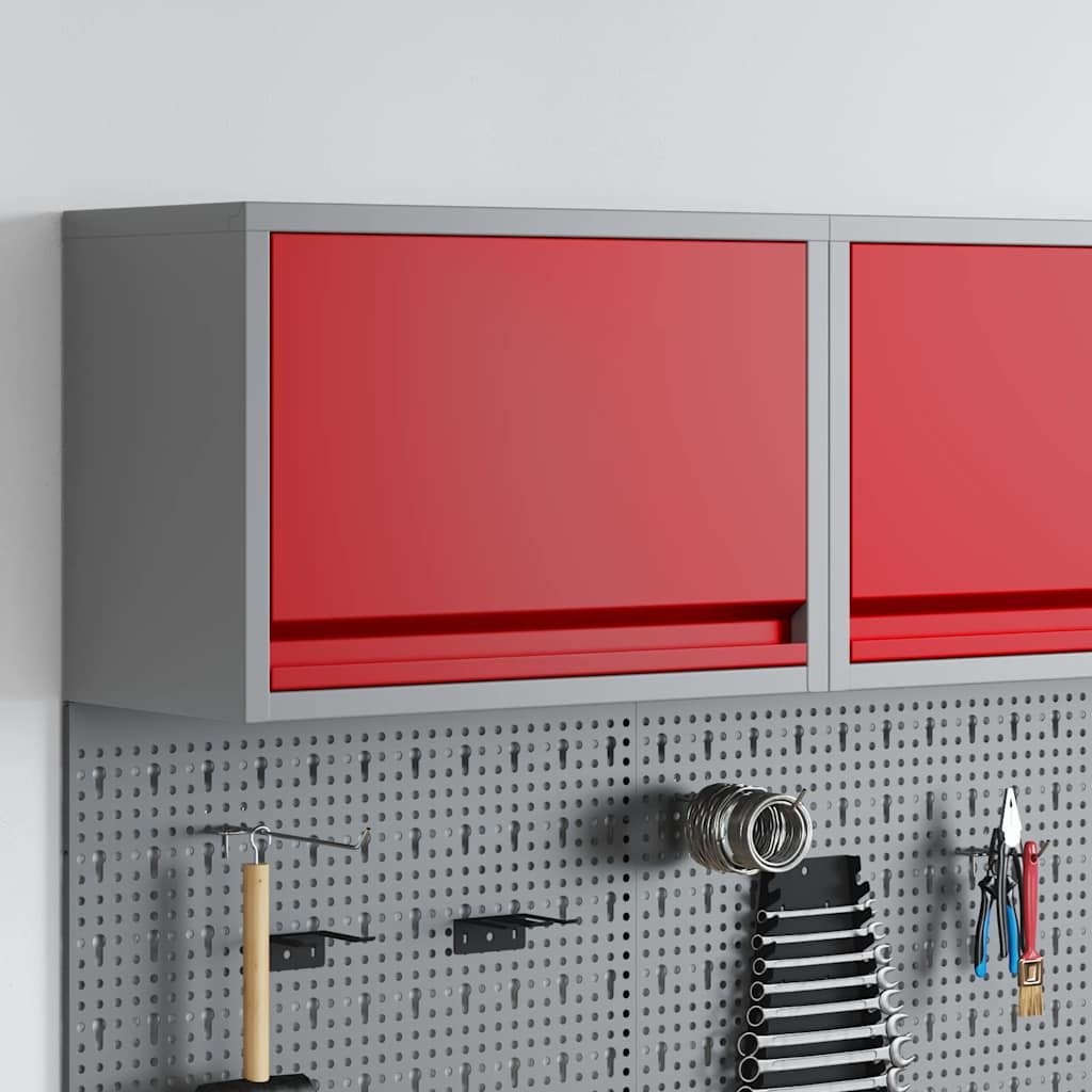 vidaXL Szafka na narzędzia Czerwony i Szary 50 x 25 x 35 cm