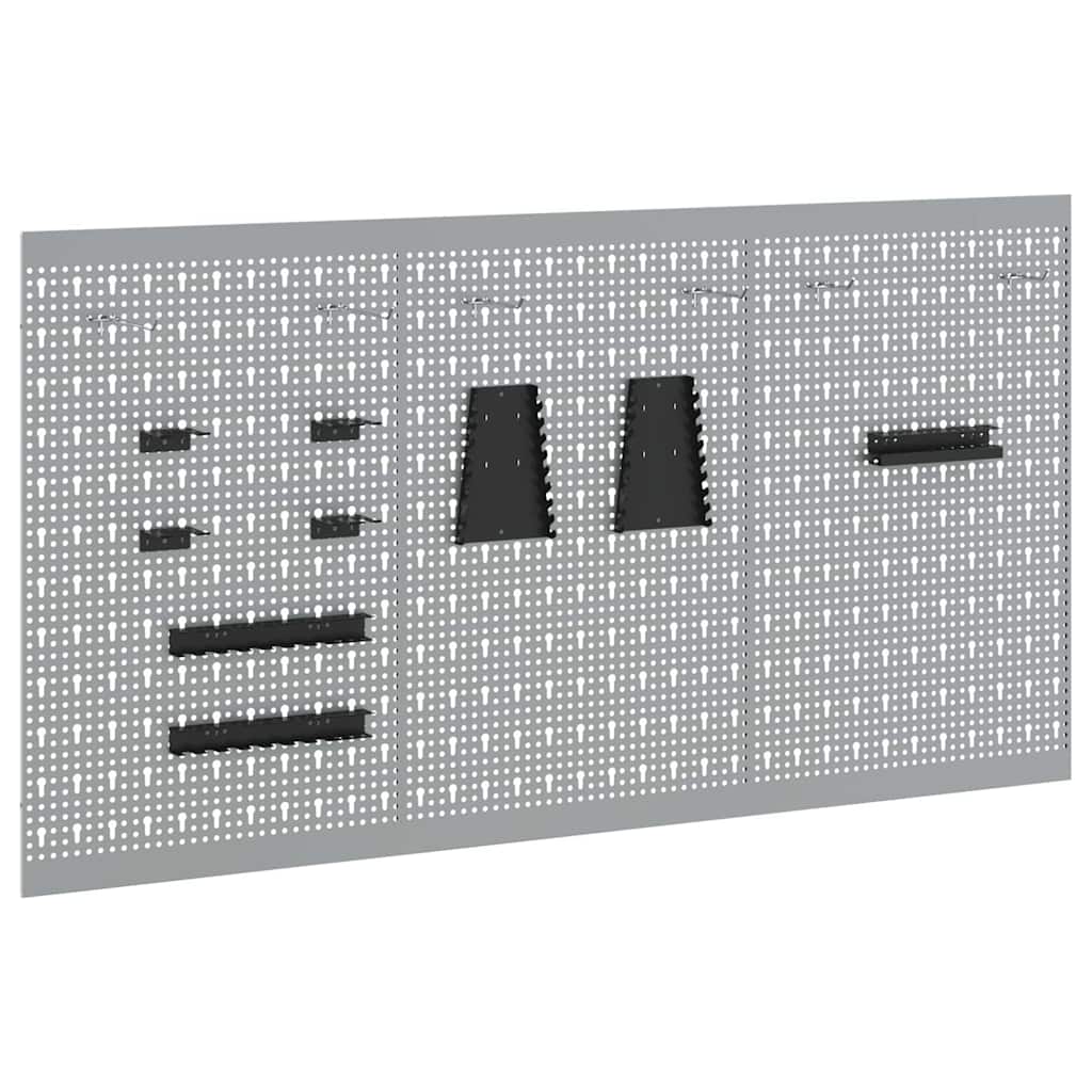 vidaXL Panel Narzędziowy 3 pcs Szary 150 x 1 x 80 cm