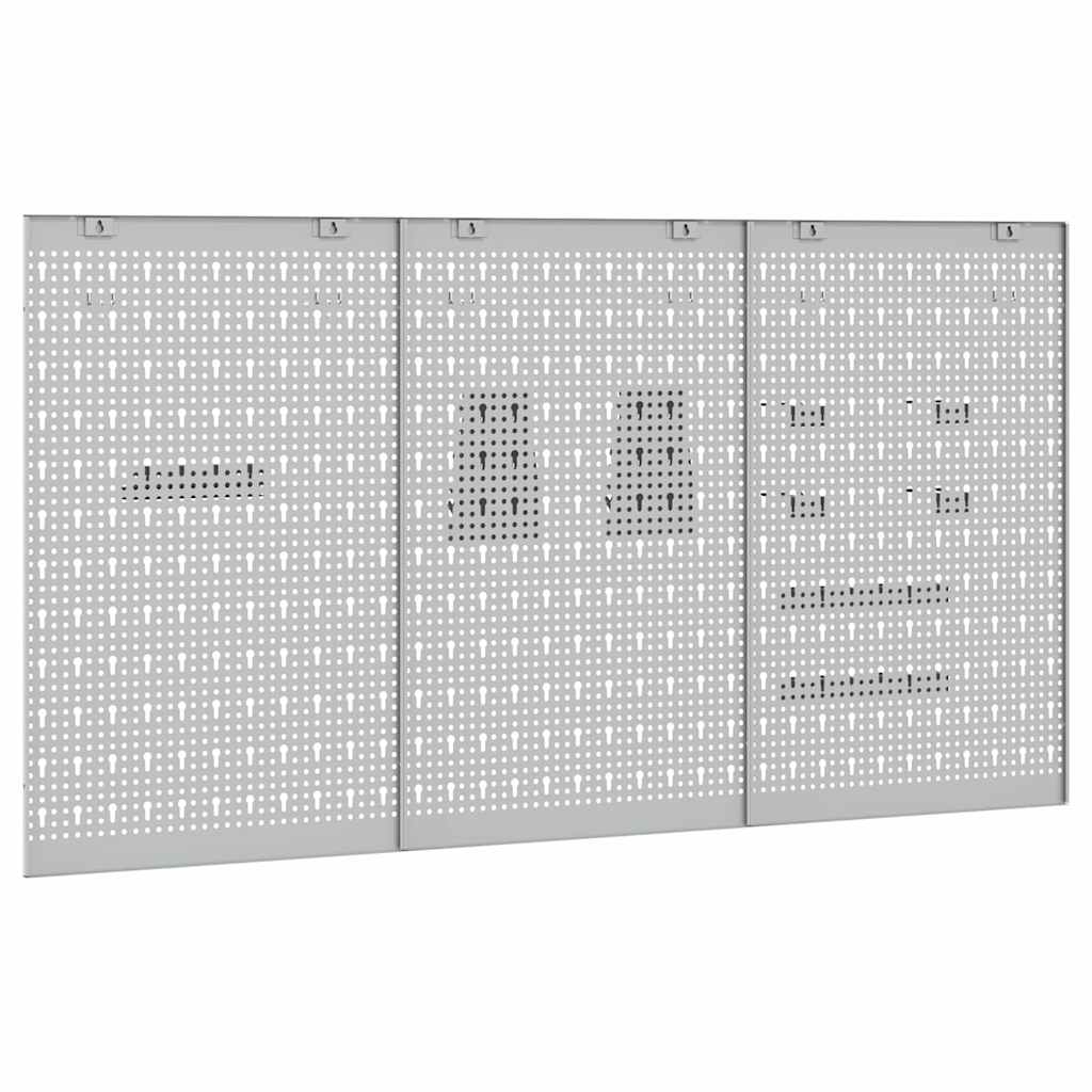 vidaXL Panel Narzędziowy 3 pcs Szary 150 x 1 x 80 cm