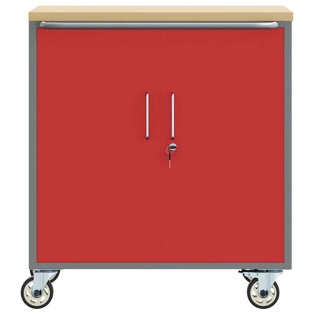 vidaXL Wózek roboczy na kółkach Czerwony i Szary 75 x 45 x 85 cm