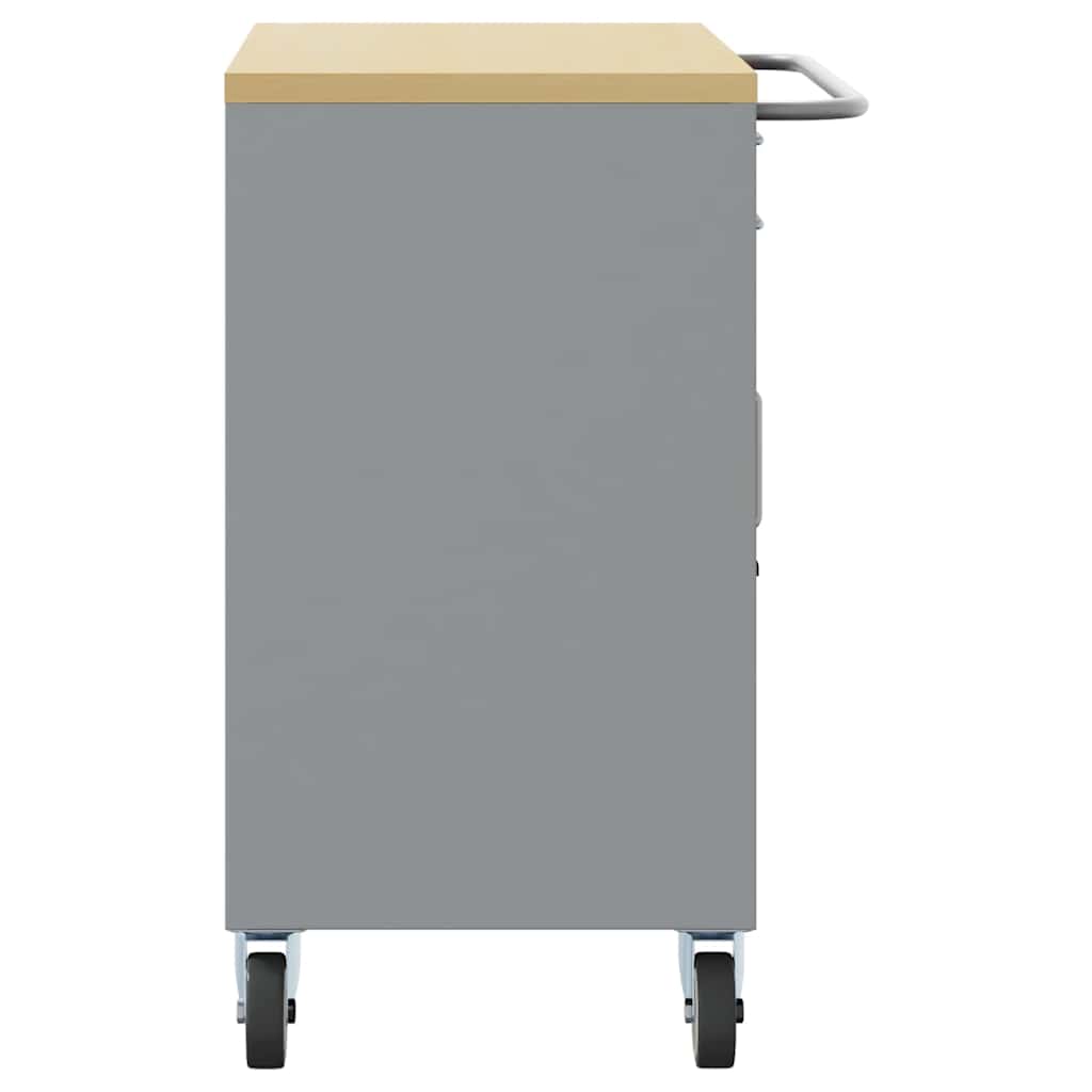 vidaXL Wózek roboczy na kółkach z kołem Czarny i szary 75 x 45 x 85 cm