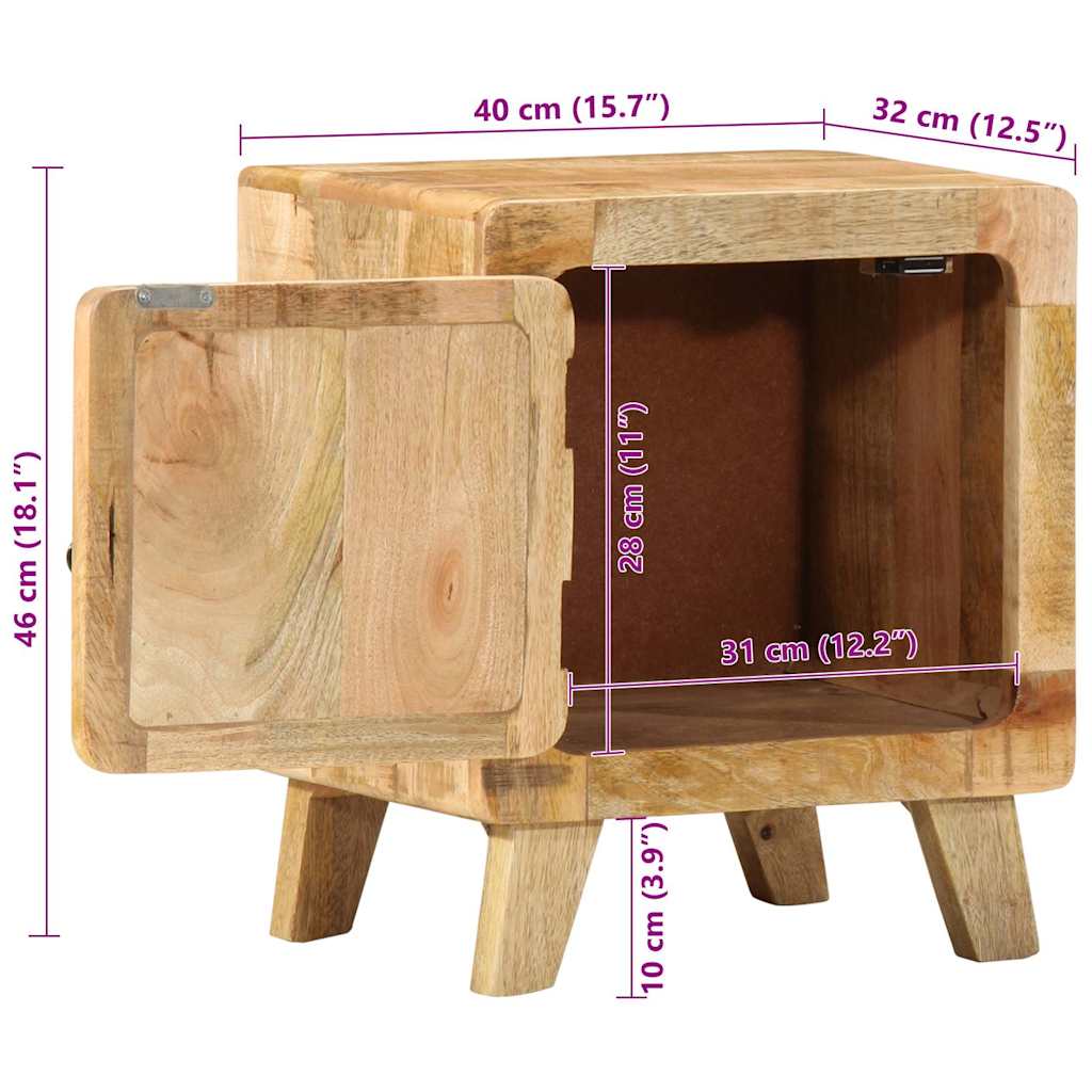 vidaXL Szafka nocna 40x32x46 cm Drewno lite Surowe Mango
