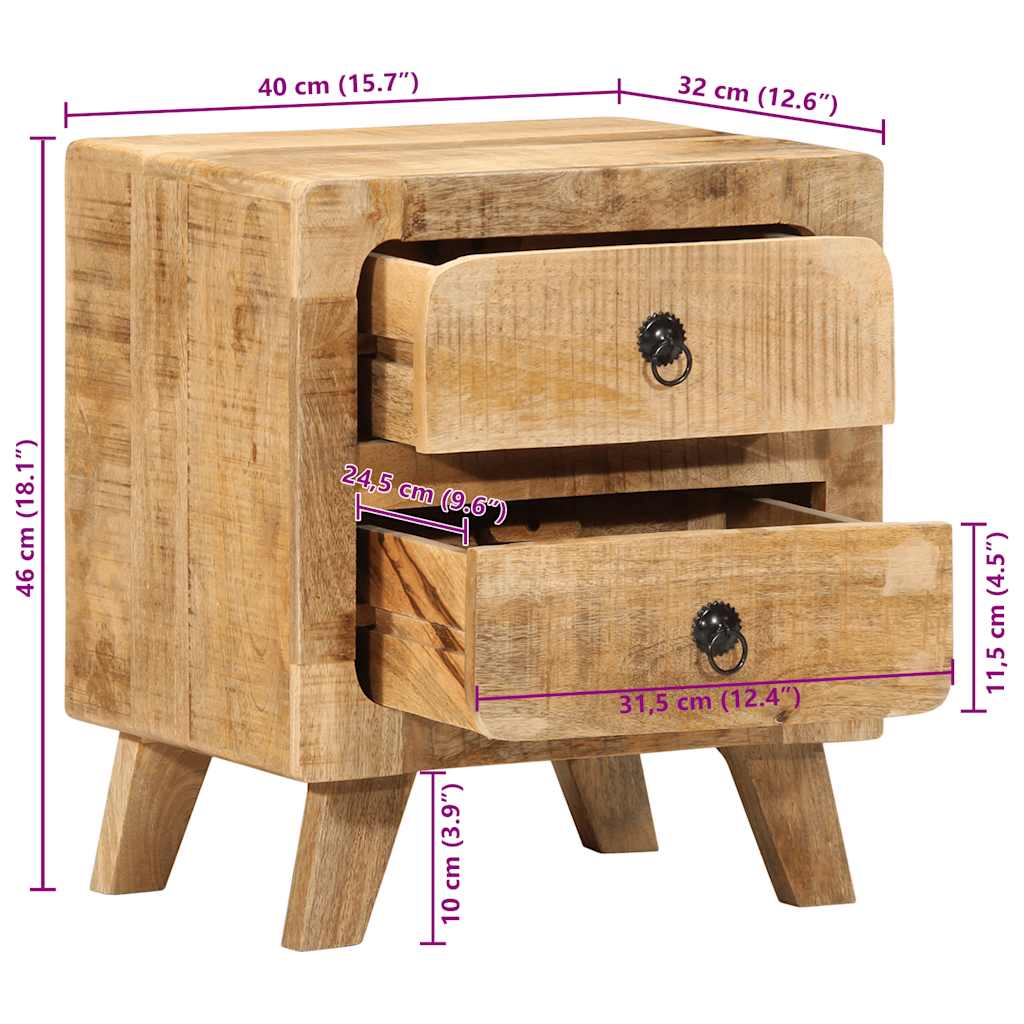 vidaXL Szafka nocna 40x32x46 cm Drewno lite Surowe Mango