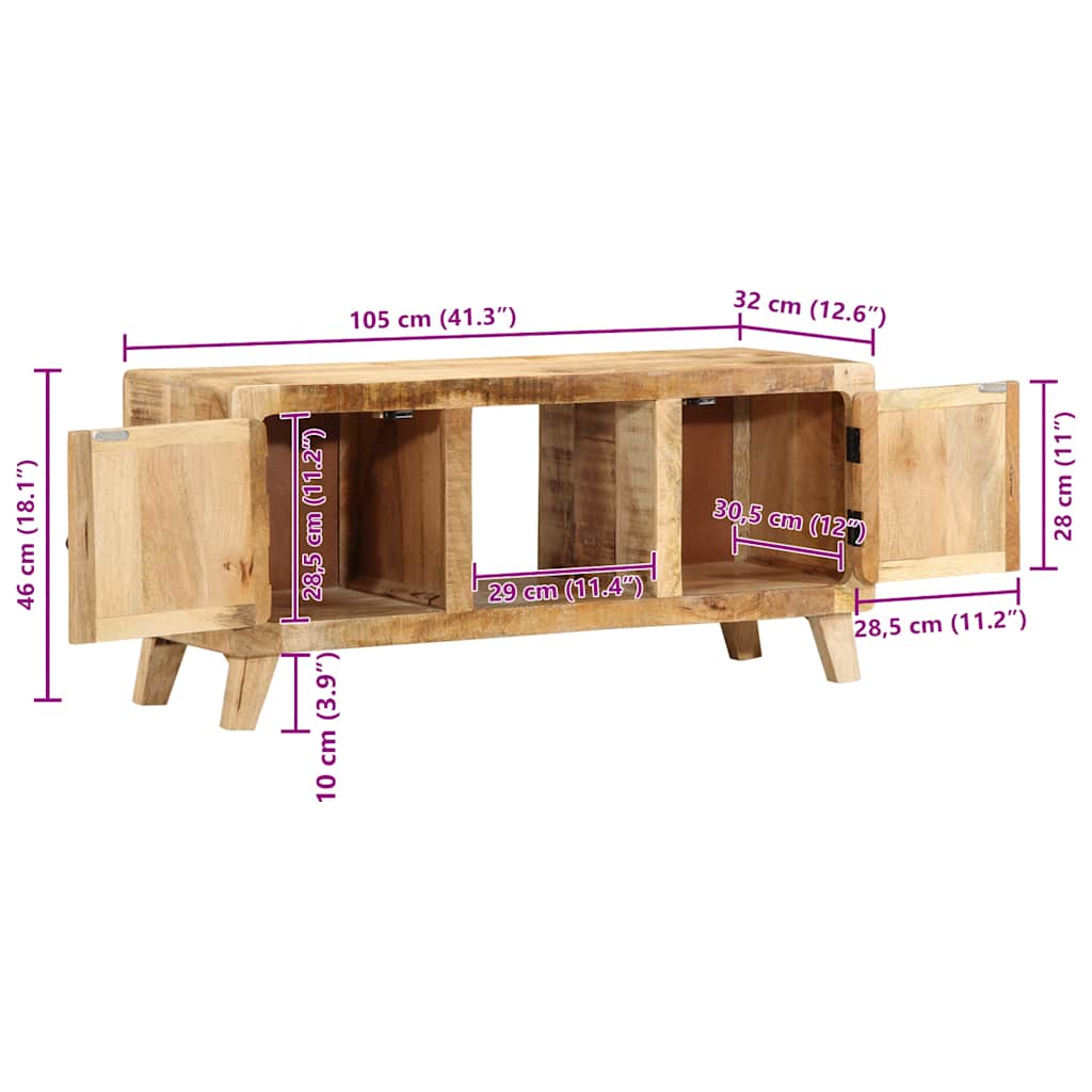 vidaXL Szafka RTV 105x46x32 cm Drewno lite Surowe Mango