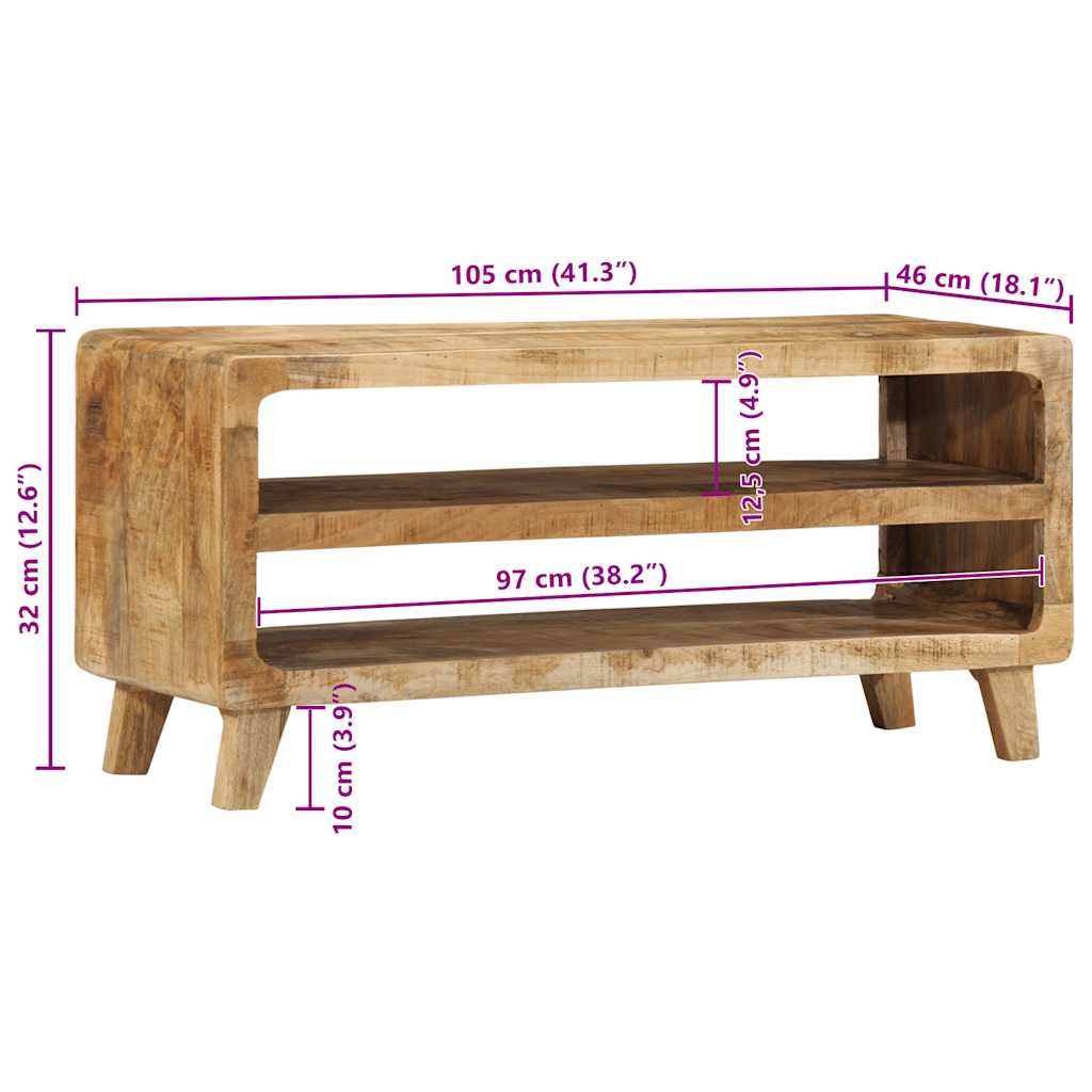 vidaXL Szafka RTV 105x46x32 cm Drewno lite Surowe Mango