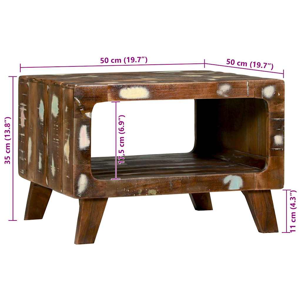 vidaXL Stolik kawowy 50 x 50 x 35 cm Lite Drewno Recyklingowe