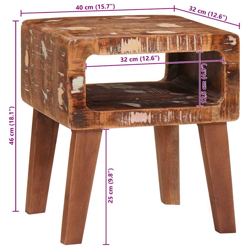 vidaXL Stolik końcowy Brązowy 40 x 32 x 46 cm Lite Drewno Recyklingowe