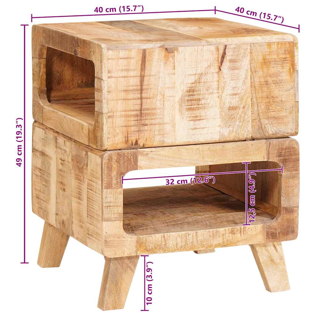 vidaXL Stolik końcowy z półką Brązowy 40 x 40 x 49 cm Drewno z mango
