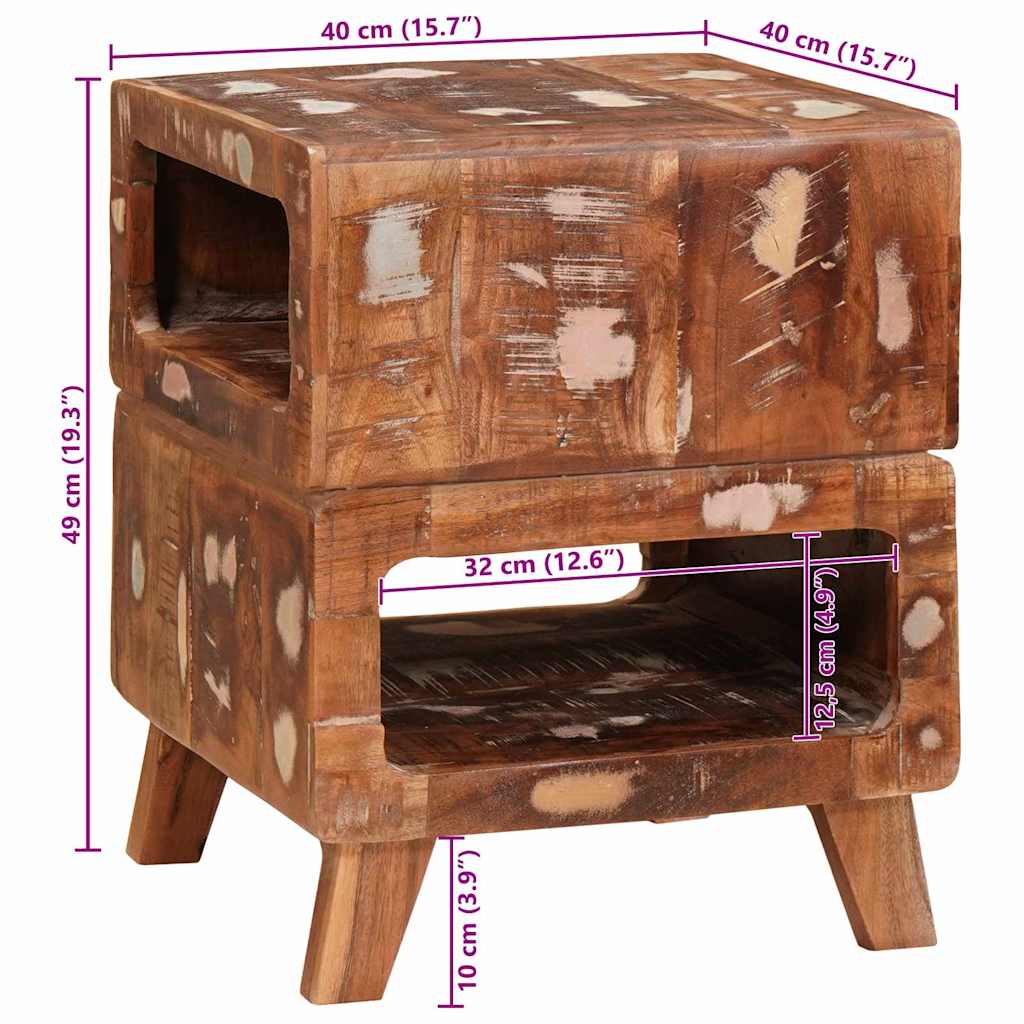 vidaXL Stolik końcowy Brązowy 40 x 40 x 49 cm Lite Drewno Recyklingowe
