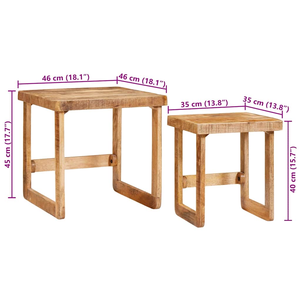 vidaXL Stolik gniazdowy 2 pcs Brązowy 46 x 46 x 45 cm Drewno z mango