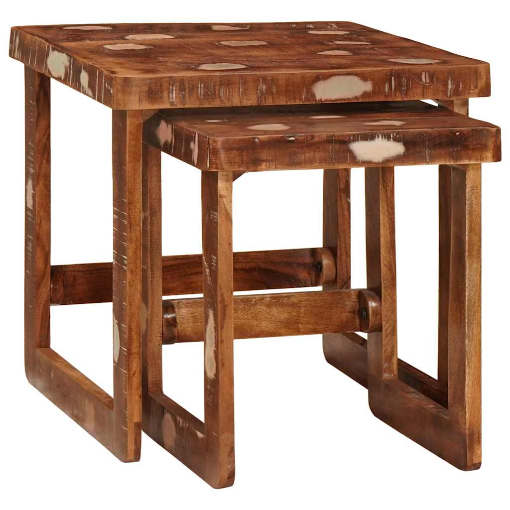 vidaXL Stolik gniazdowy 2 pcs 46 x 46 x 45 cm Lite Drewno Recyklingowe