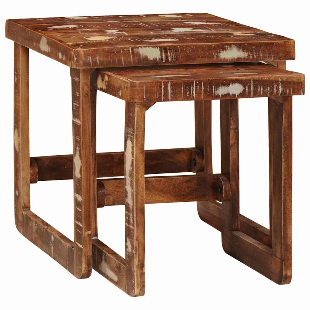 vidaXL Stolik gniazdowy 2 pcs 46 x 46 x 45 cm Lite Drewno Recyklingowe