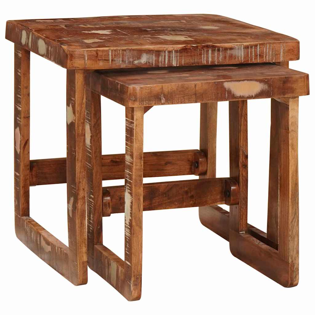 vidaXL Stolik gniazdowy 2 pcs 46 x 46 x 45 cm Lite Drewno Recyklingowe