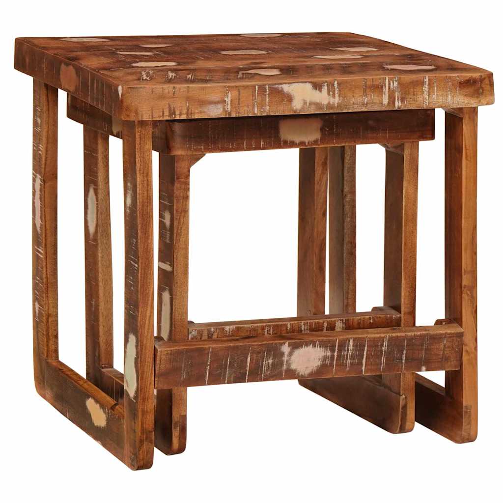 vidaXL Stolik gniazdowy 2 pcs 46 x 46 x 45 cm Lite Drewno Recyklingowe