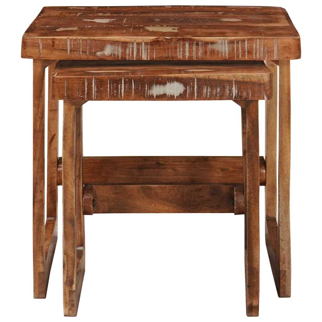 vidaXL Stolik gniazdowy 2 pcs 46 x 46 x 45 cm Lite Drewno Recyklingowe